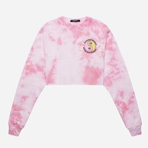 Bananas Monkey Yin Yang‎ twins cropped crewneck crop top pink tie dye size L/XL